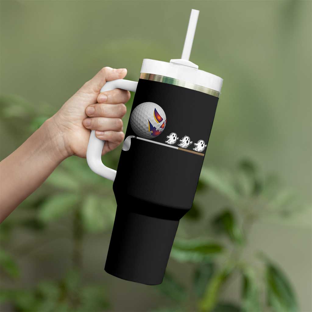 Funny Halloween Golf Pumpkin Chasing Ghost Gift Tumbler With Handle
