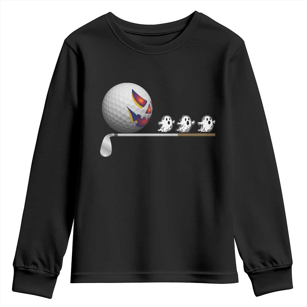 Funny Halloween Golf Pumpkin Chasing Ghost Gift Youth Sweatshirt - Wonder Print Shop