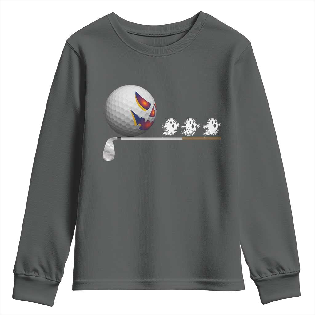 Funny Halloween Golf Pumpkin Chasing Ghost Gift Youth Sweatshirt - Wonder Print Shop