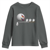 Funny Halloween Golf Pumpkin Chasing Ghost Gift Youth Sweatshirt - Wonder Print Shop