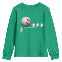 Funny Halloween Golf Pumpkin Chasing Ghost Gift Youth Sweatshirt - Wonder Print Shop