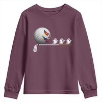 Funny Halloween Golf Pumpkin Chasing Ghost Gift Youth Sweatshirt - Wonder Print Shop