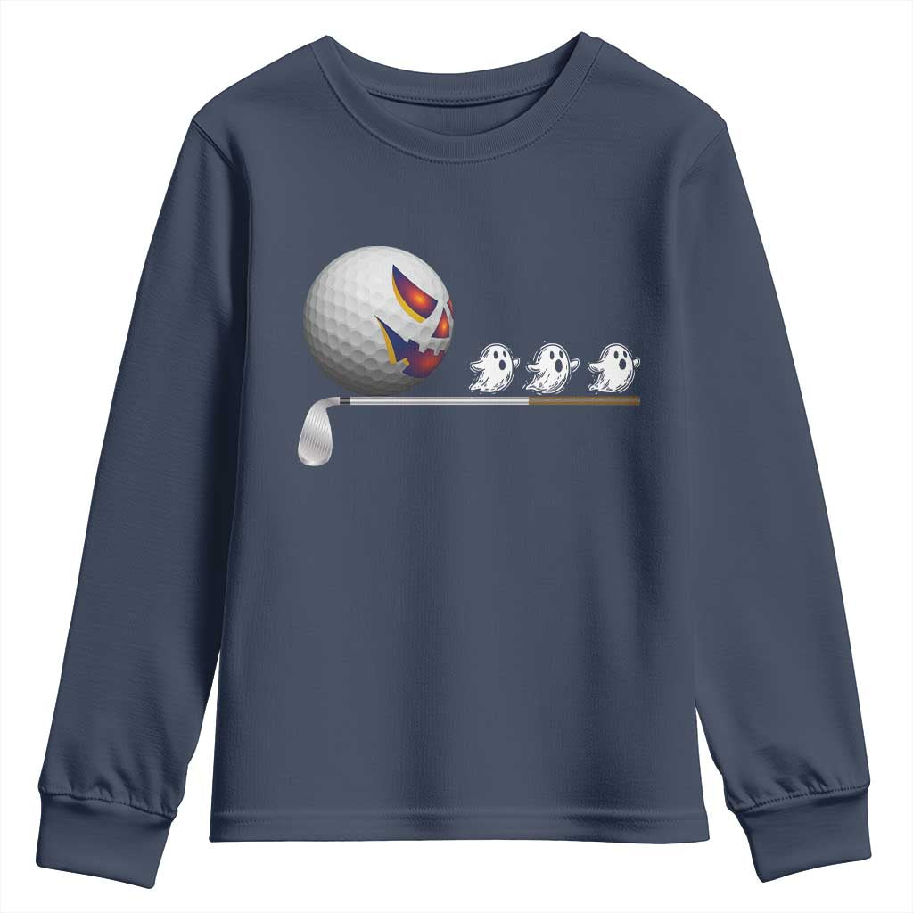 Funny Halloween Golf Pumpkin Chasing Ghost Gift Youth Sweatshirt - Wonder Print Shop