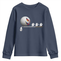 Funny Halloween Golf Pumpkin Chasing Ghost Gift Youth Sweatshirt - Wonder Print Shop