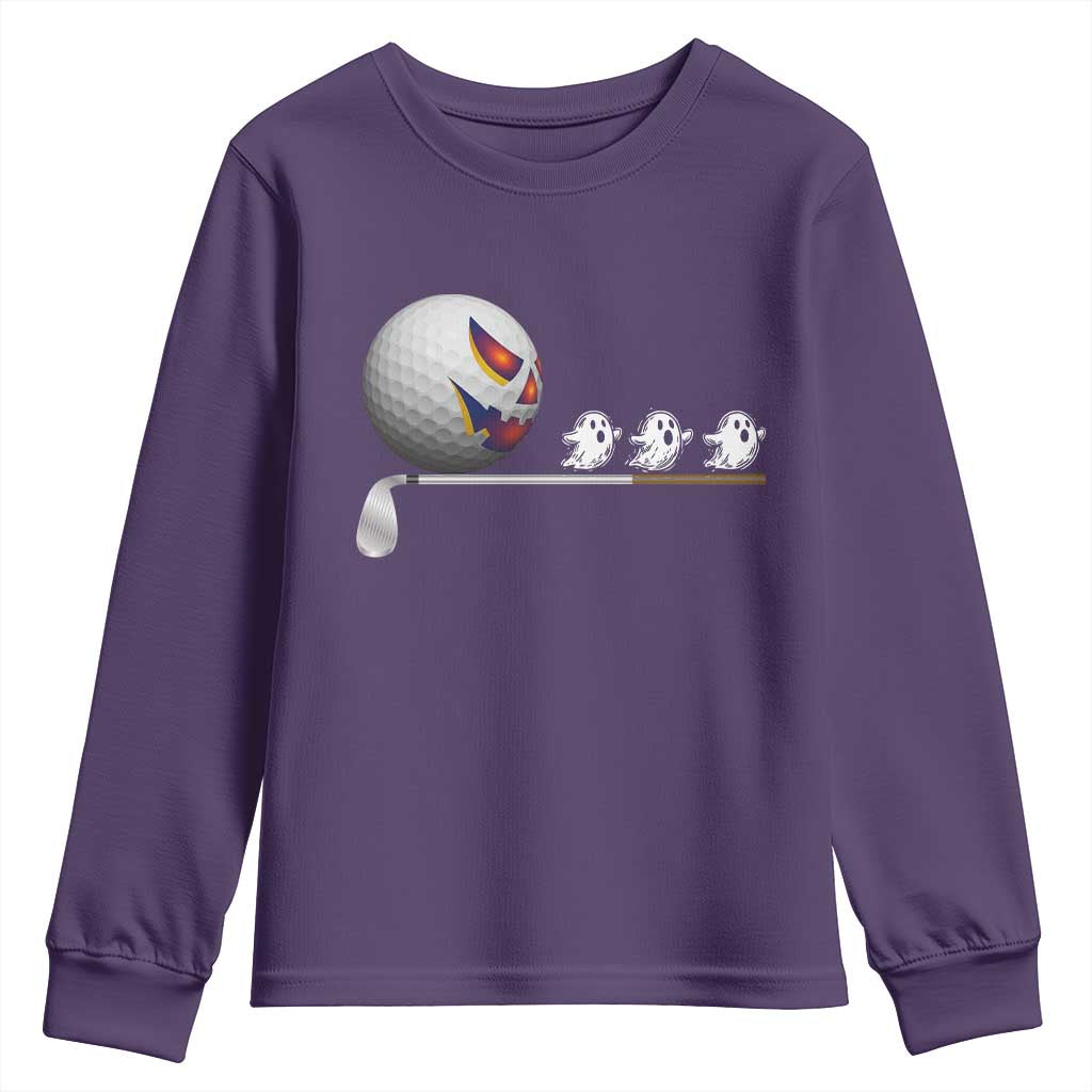 Funny Halloween Golf Pumpkin Chasing Ghost Gift Youth Sweatshirt - Wonder Print Shop