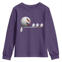 Funny Halloween Golf Pumpkin Chasing Ghost Gift Youth Sweatshirt - Wonder Print Shop