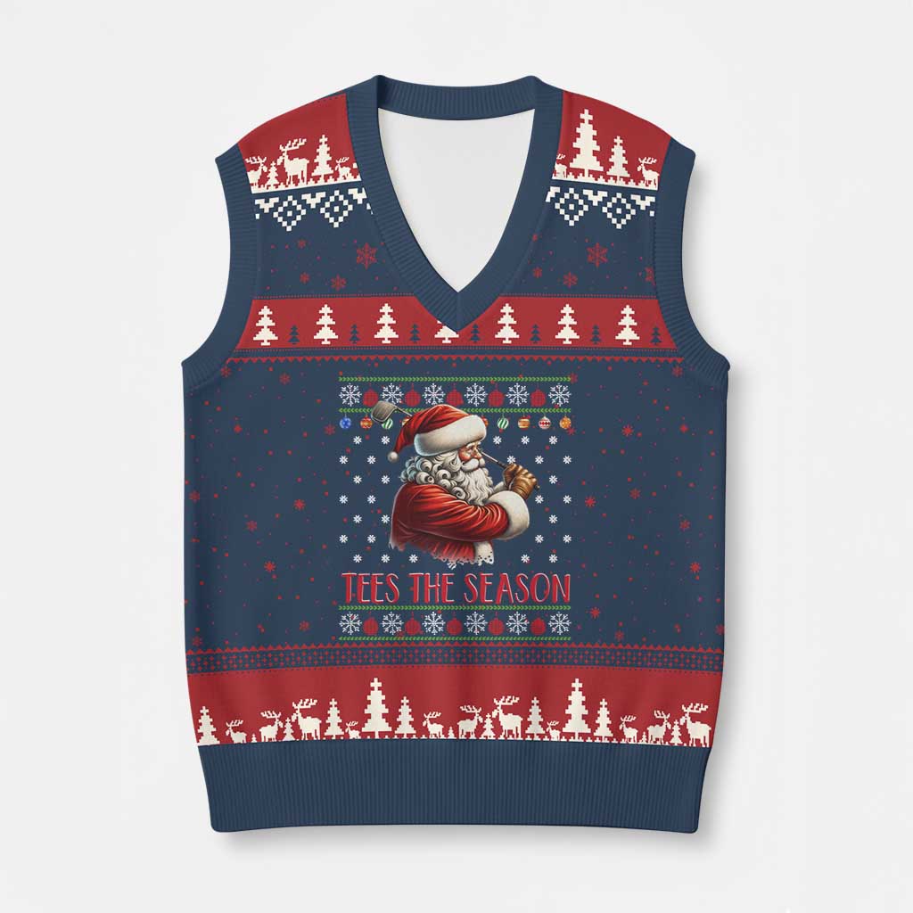 Funny Golf Holiday Gift V-Neck Knit Sweater Vest Tees The Season Ugly Sweater - Wonder Print Shop