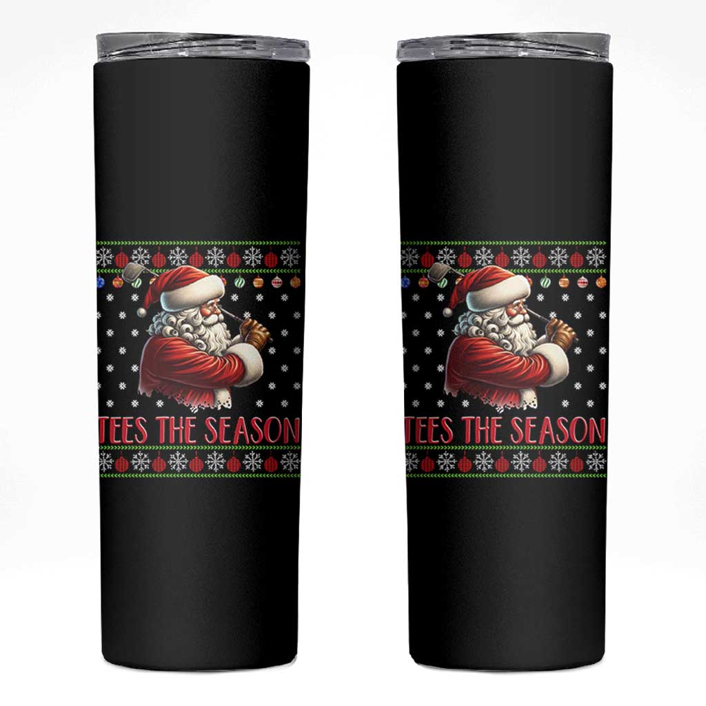 Funny Golf Holiday Gift Skinny Tumbler Tees The Season Ugly Sweater - Wonder Print Shop