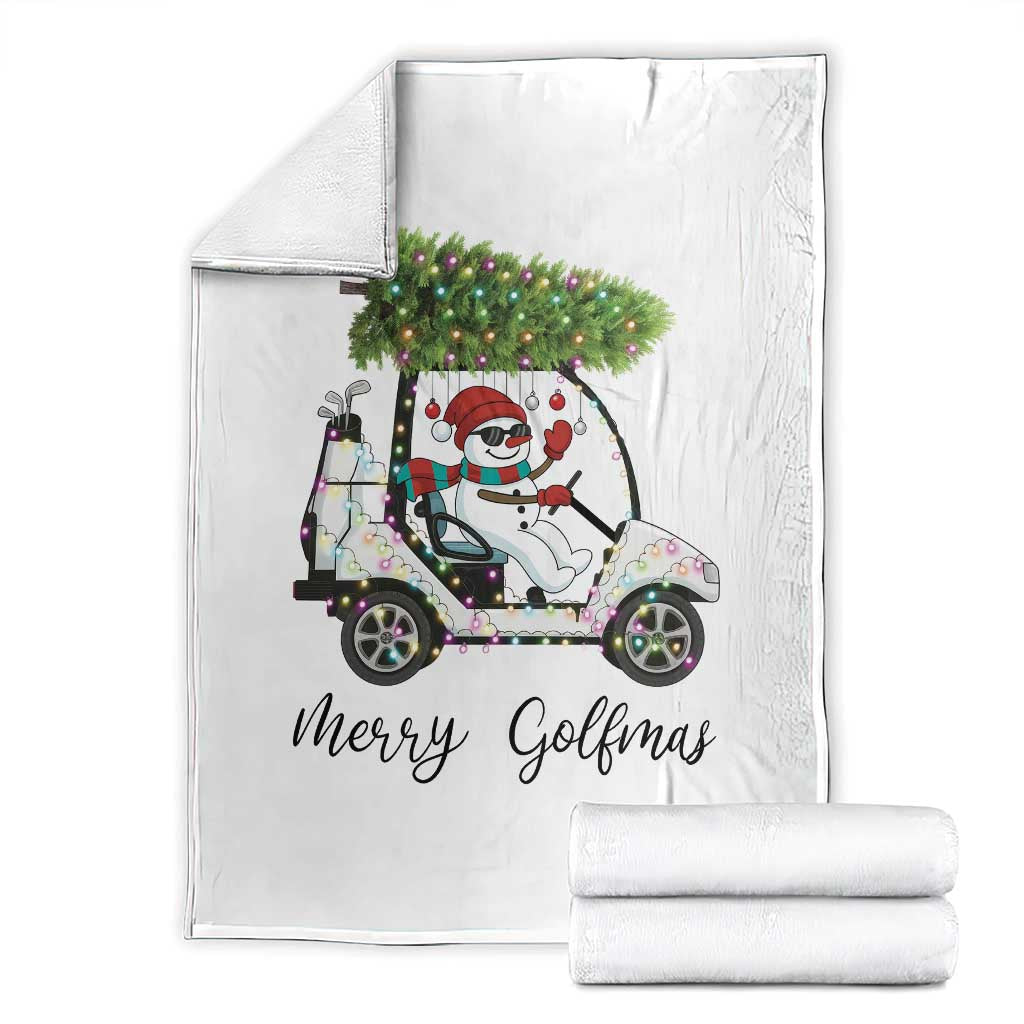 Funny Christmas Golf Throw Blanket Snowman Driving Golf Cart Merry Golfmas - Wonder Print Shop