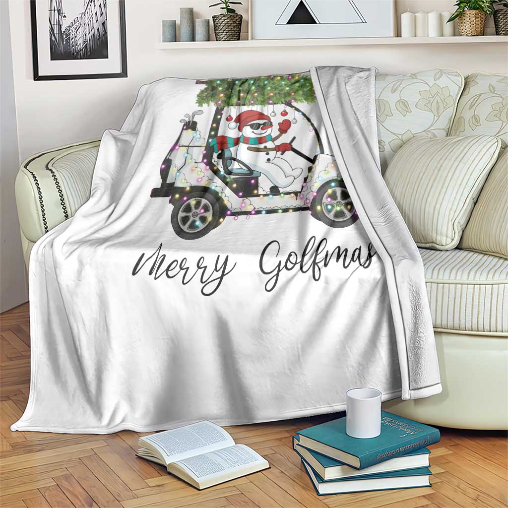 Funny Christmas Golf Throw Blanket Snowman Driving Golf Cart Merry Golfmas - Wonder Print Shop