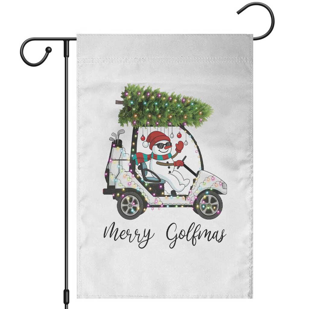 Funny Christmas Golf Garden Flag Snowman Driving Golf Cart Merry Golfmas - Wonder Print Shop