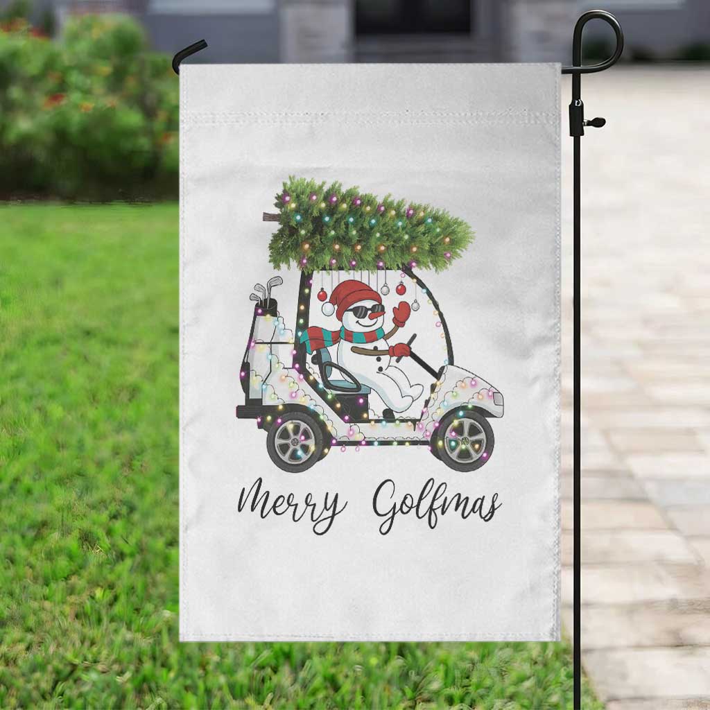 Funny Christmas Golf Garden Flag Snowman Driving Golf Cart Merry Golfmas - Wonder Print Shop