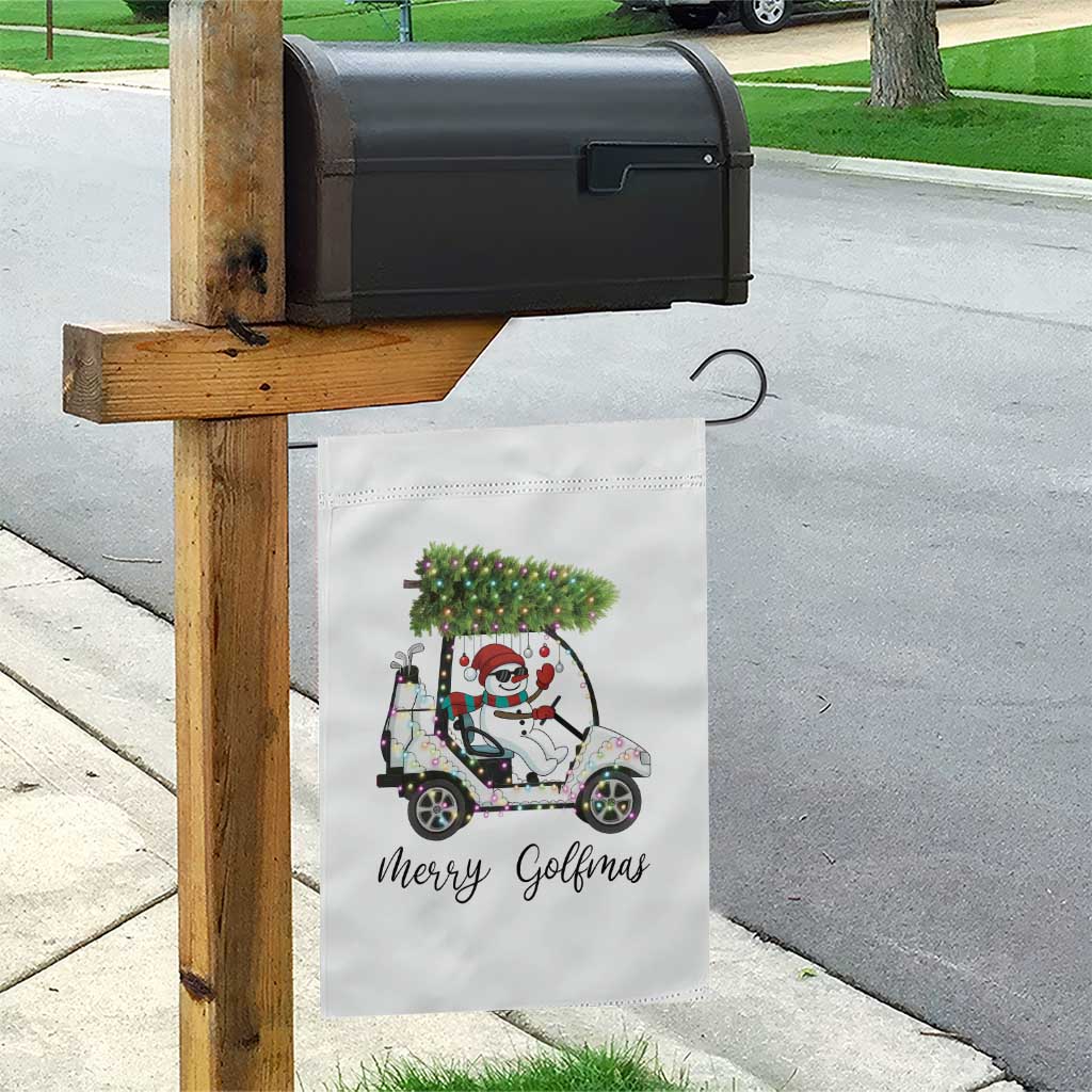 Funny Christmas Golf Garden Flag Snowman Driving Golf Cart Merry Golfmas - Wonder Print Shop