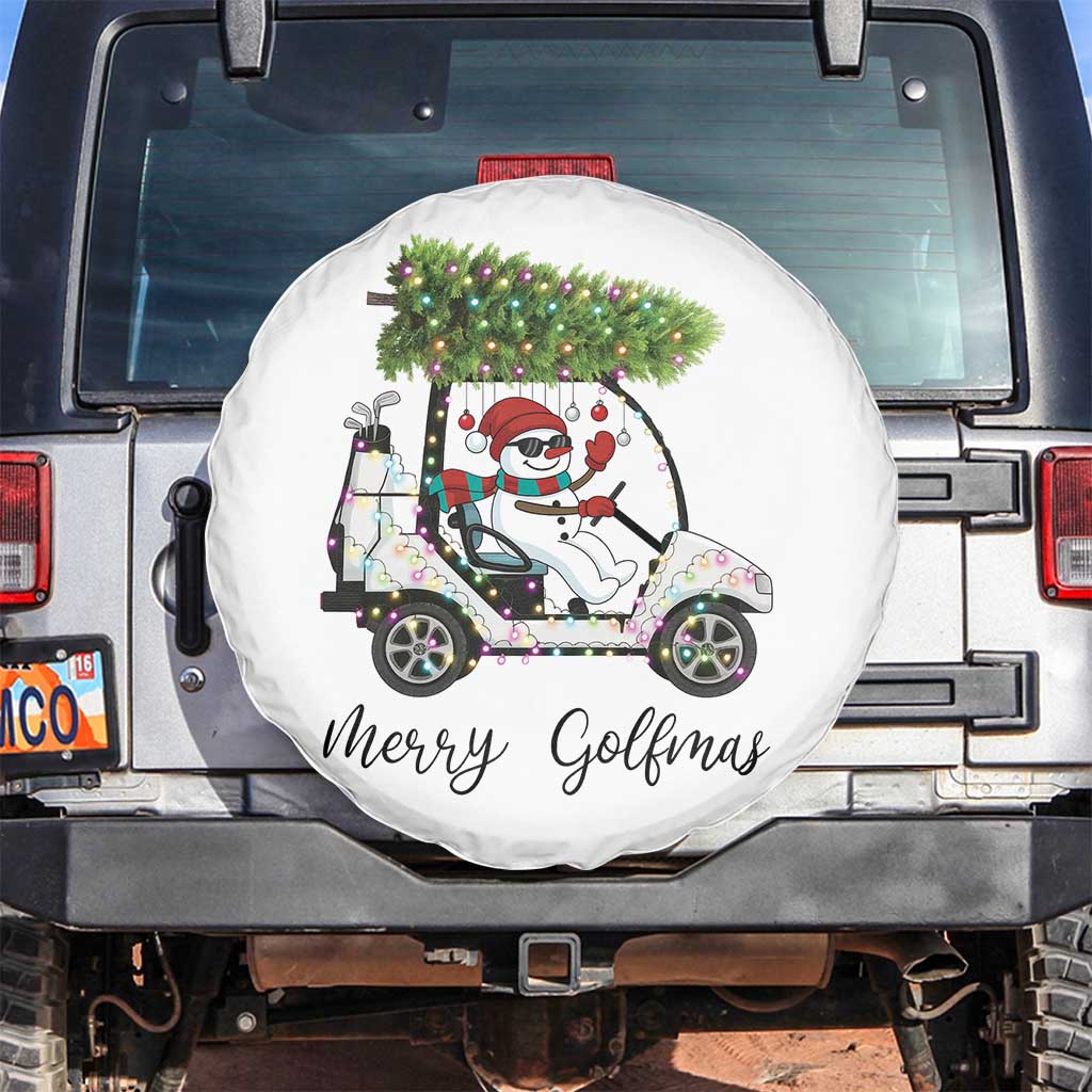Funny Christmas Golf Spare Tire Cover Snowman Driving Golf Cart Merry Golfmas - Wonder Print Shop