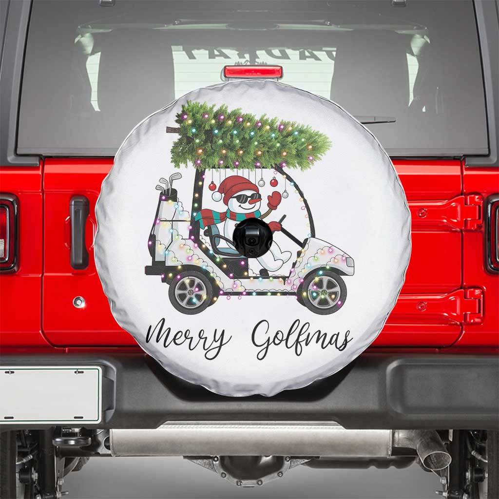 Funny Christmas Golf Spare Tire Cover Snowman Driving Golf Cart Merry Golfmas - Wonder Print Shop