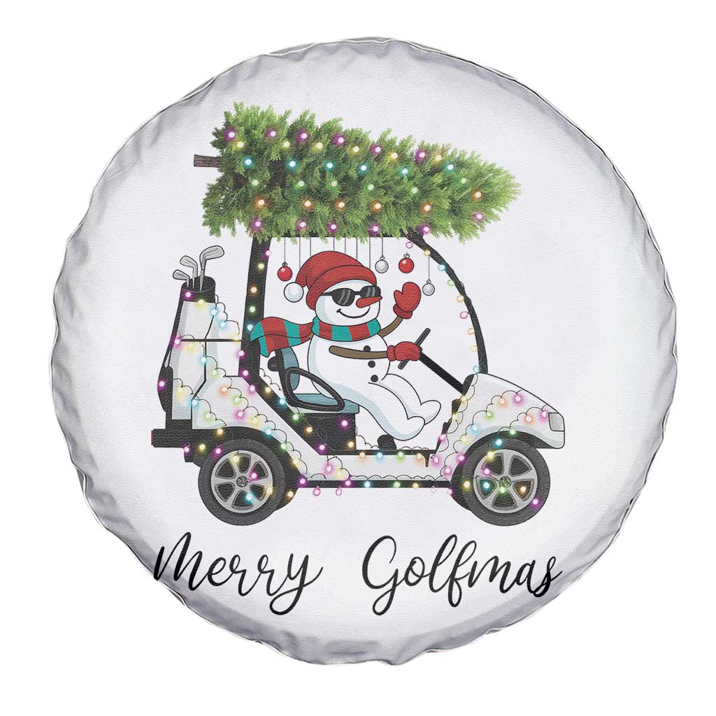 Funny Christmas Golf Spare Tire Cover Snowman Driving Golf Cart Merry Golfmas - Wonder Print Shop