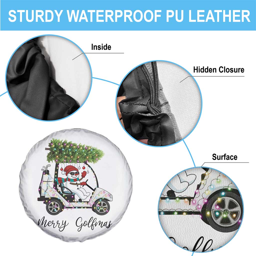 Funny Christmas Golf Spare Tire Cover Snowman Driving Golf Cart Merry Golfmas - Wonder Print Shop