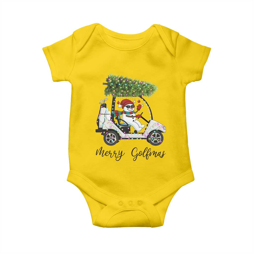 Funny Christmas Golf Baby Onesie Snowman Driving Golf Cart Merry Golfmas - Wonder Print Shop