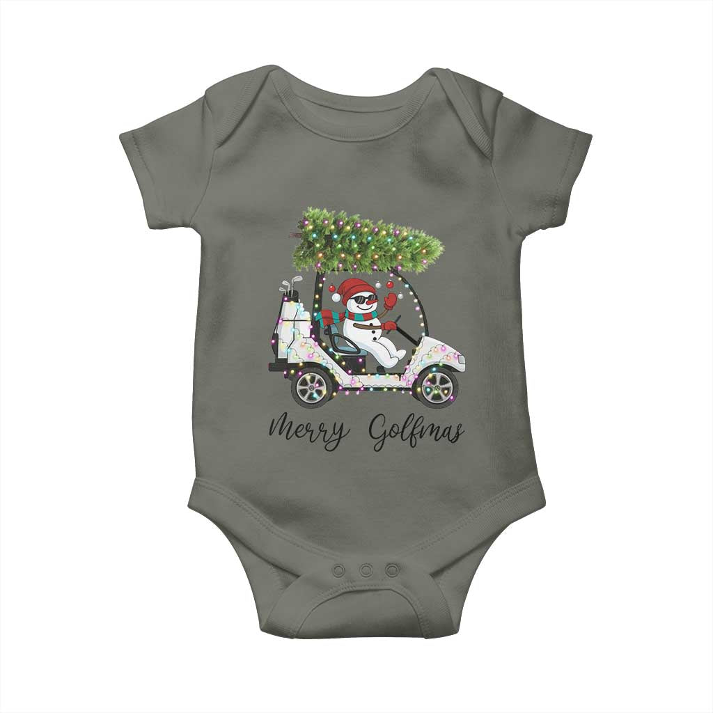 Funny Christmas Golf Baby Onesie Snowman Driving Golf Cart Merry Golfmas - Wonder Print Shop