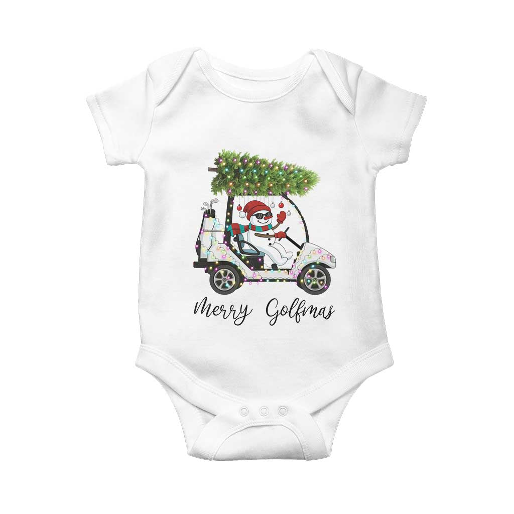 Funny Christmas Golf Baby Onesie Snowman Driving Golf Cart Merry Golfmas - Wonder Print Shop