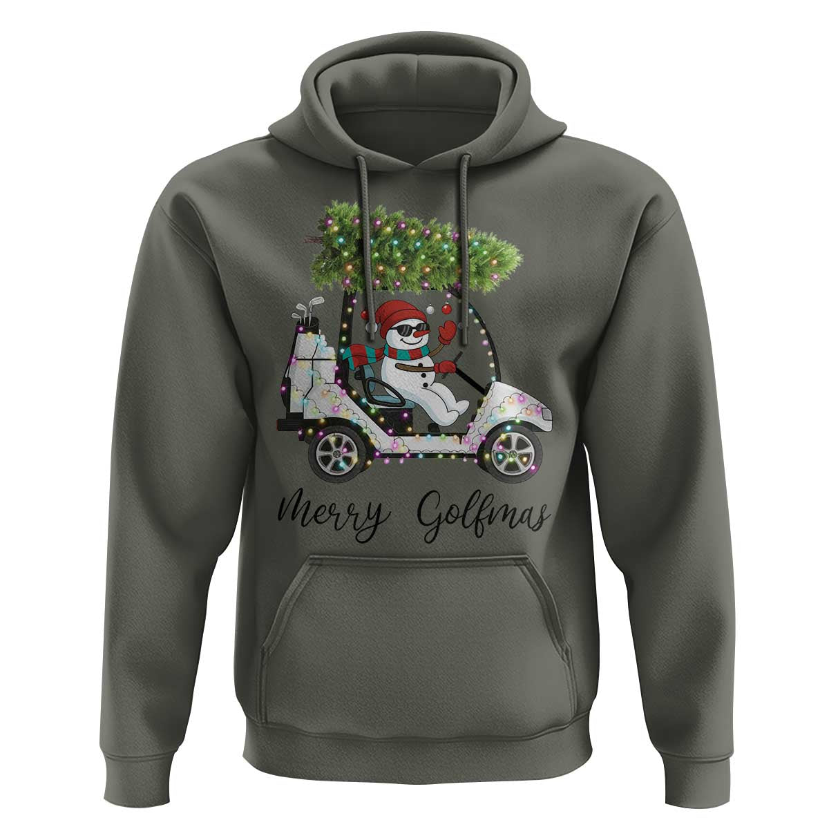 Funny Christmas Golf Hoodie Snowman Driving Golf Cart Merry Golfmas - Wonder Print Shop