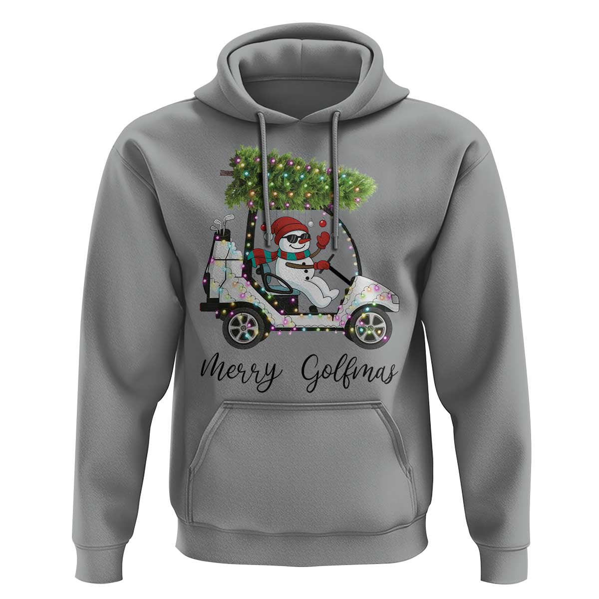 Funny Christmas Golf Hoodie Snowman Driving Golf Cart Merry Golfmas - Wonder Print Shop