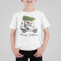 Funny Christmas Golf T Shirt For Kid Snowman Driving Golf Cart Merry Golfmas - Wonder Print Shop