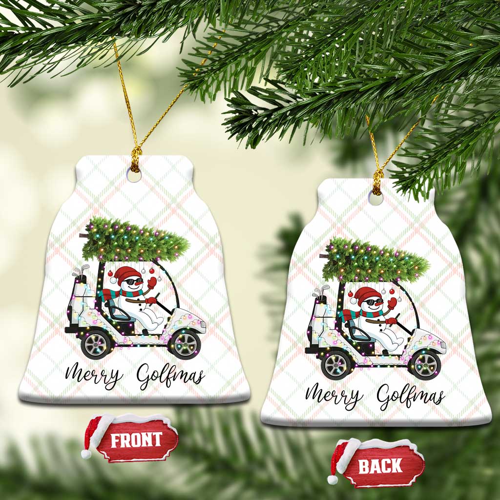 Funny Xmas Golf Ceramic Ornament Snowman Driving Golf Cart Merry Golfmas - Wonder Print Shop