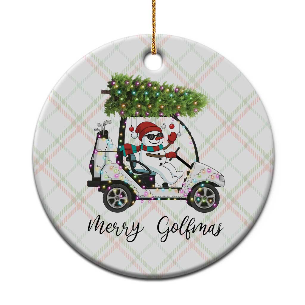 Funny Xmas Golf Ceramic Ornament Snowman Driving Golf Cart Merry Golfmas - Wonder Print Shop