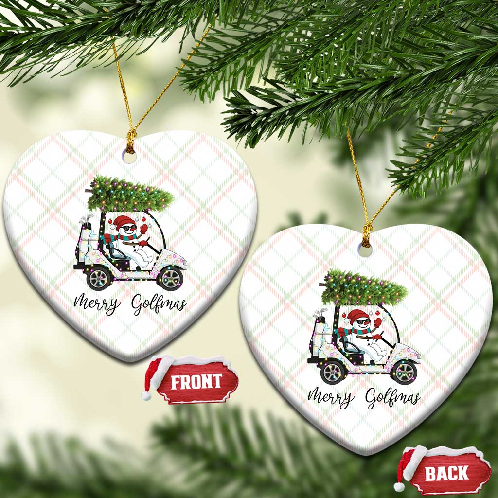 Funny Xmas Golf Ceramic Ornament Snowman Driving Golf Cart Merry Golfmas - Wonder Print Shop