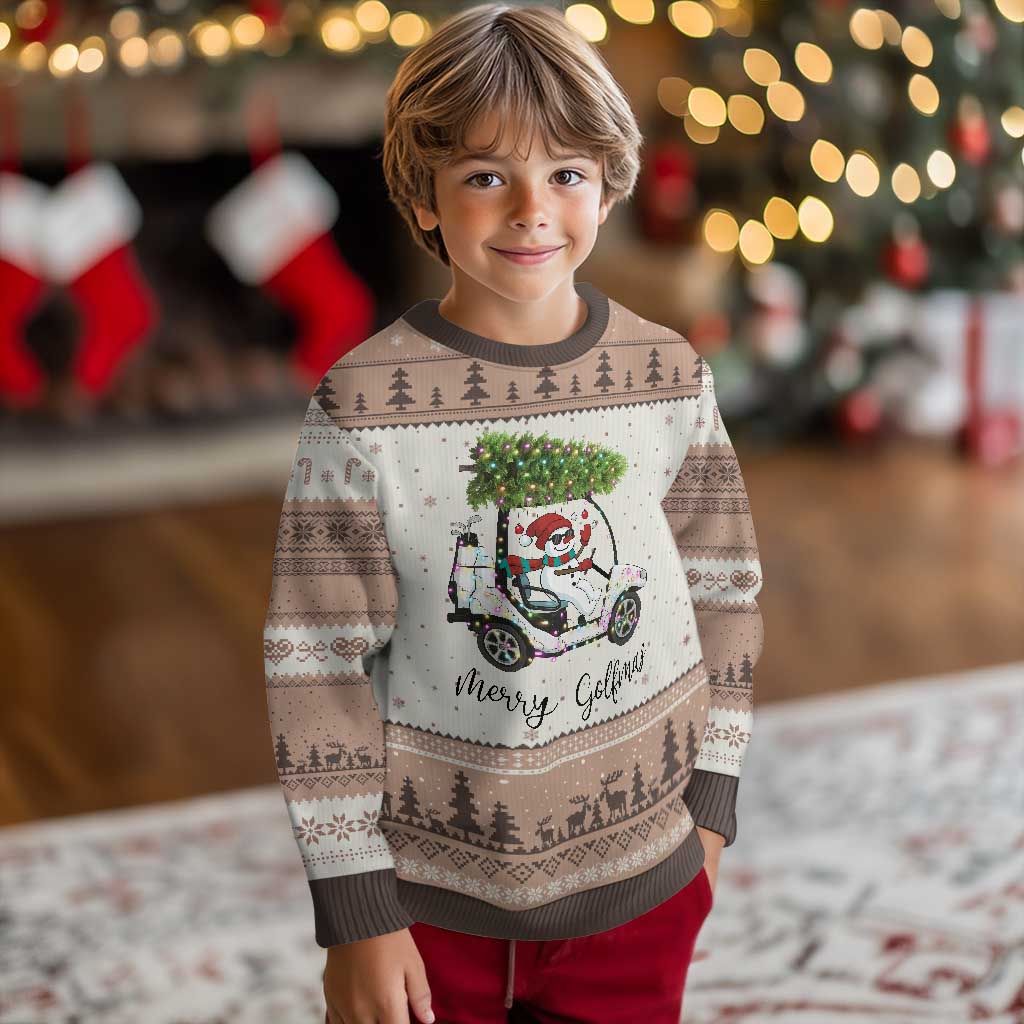 Funny Xmas Golf Ugly Christmas Sweater Snowman Driving Golf Cart Merry Golfmas - Wonder Print Shop