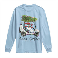Funny Christmas Golf Long Sleeve Shirt Snowman Driving Golf Cart Merry Golfmas - Wonder Print Shop