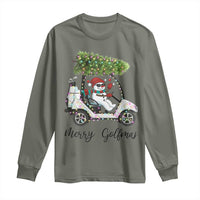 Funny Christmas Golf Long Sleeve Shirt Snowman Driving Golf Cart Merry Golfmas - Wonder Print Shop