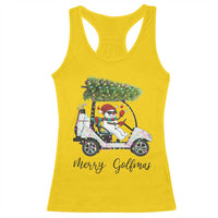 Funny Christmas Golf Racerback Tank Top Snowman Driving Golf Cart Merry Golfmas - Wonder Print Shop
