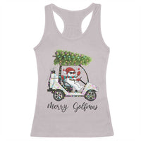 Funny Christmas Golf Racerback Tank Top Snowman Driving Golf Cart Merry Golfmas - Wonder Print Shop