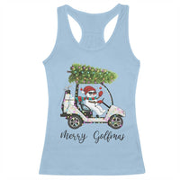 Funny Christmas Golf Racerback Tank Top Snowman Driving Golf Cart Merry Golfmas - Wonder Print Shop