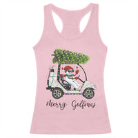 Funny Christmas Golf Racerback Tank Top Snowman Driving Golf Cart Merry Golfmas - Wonder Print Shop