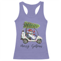 Funny Christmas Golf Racerback Tank Top Snowman Driving Golf Cart Merry Golfmas - Wonder Print Shop