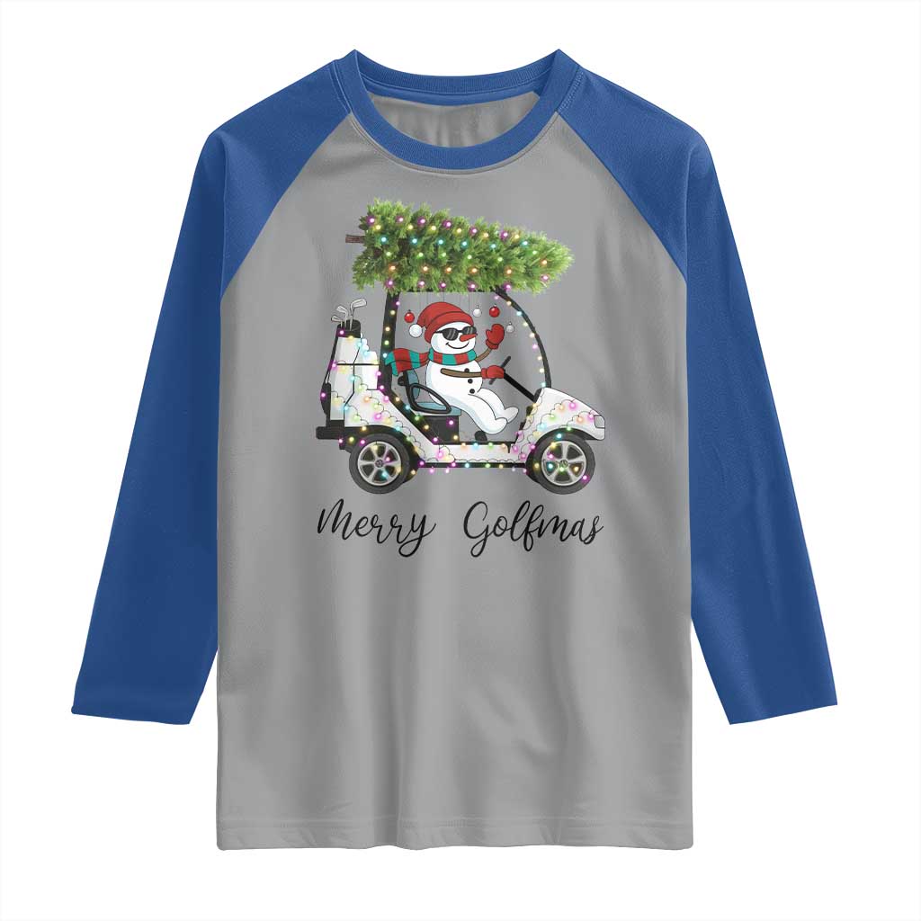 Funny Christmas Golf Raglan Shirt Snowman Driving Golf Cart Merry Golfmas - Wonder Print Shop
