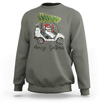 Funny Christmas Golf Sweatshirt Snowman Driving Golf Cart Merry Golfmas - Wonder Print Shop