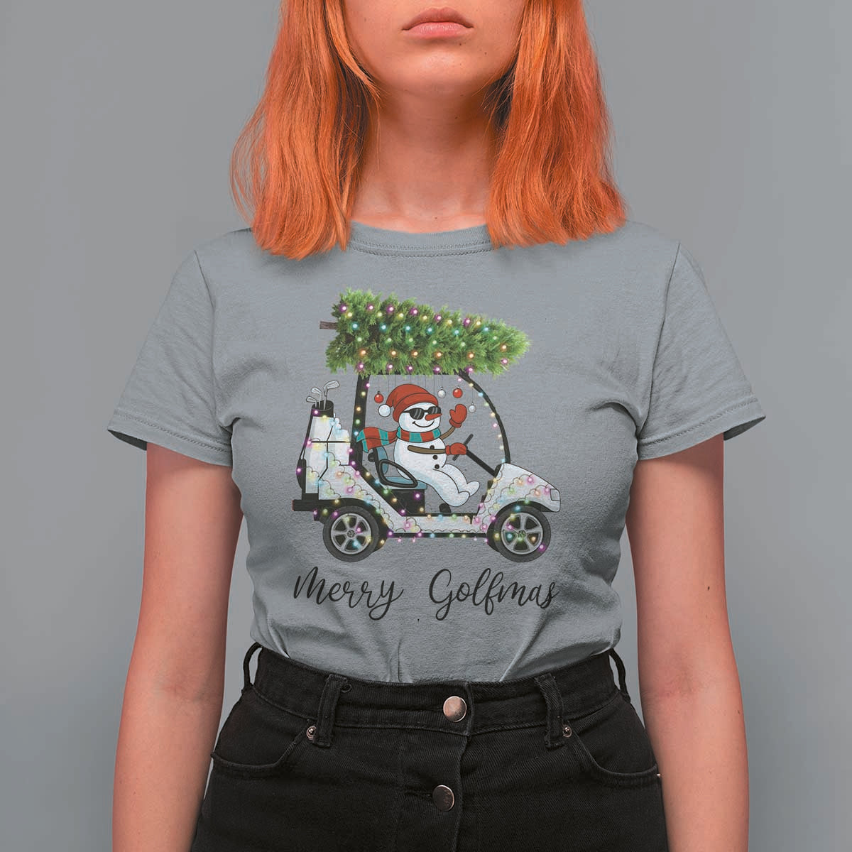 Funny Christmas Golf T Shirt For Women Snowman Driving Golf Cart Merry Golfmas - Wonder Print Shop