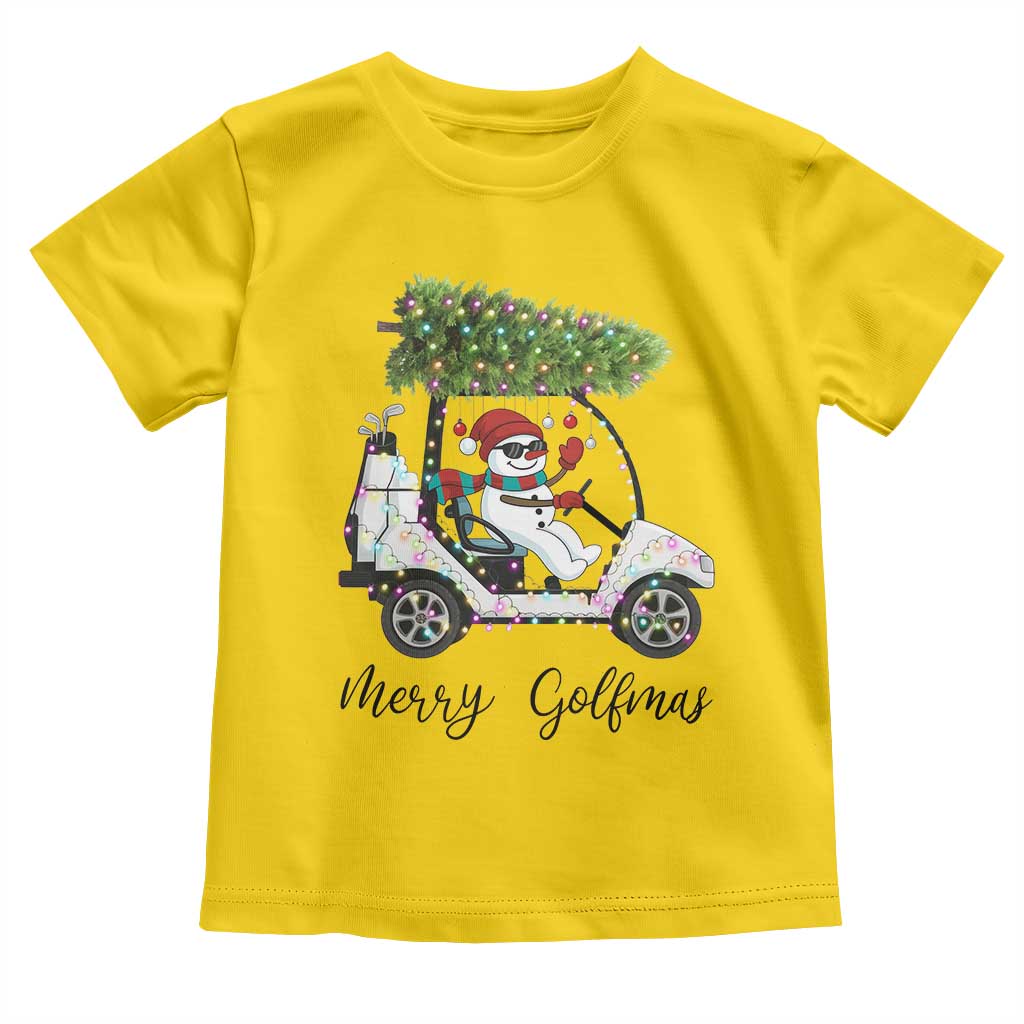Funny Christmas Golf Toddler T Shirt Snowman Driving Golf Cart Merry Golfmas - Wonder Print Shop