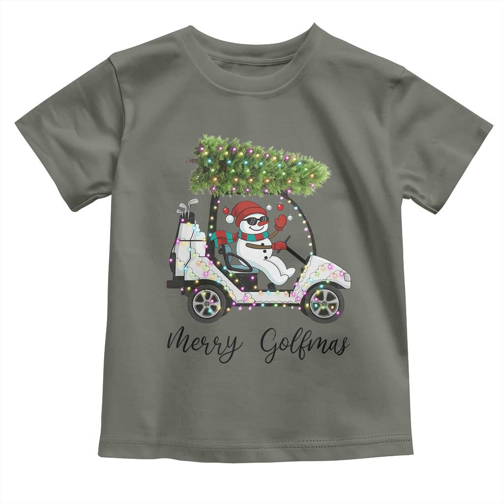 Funny Christmas Golf Toddler T Shirt Snowman Driving Golf Cart Merry Golfmas - Wonder Print Shop