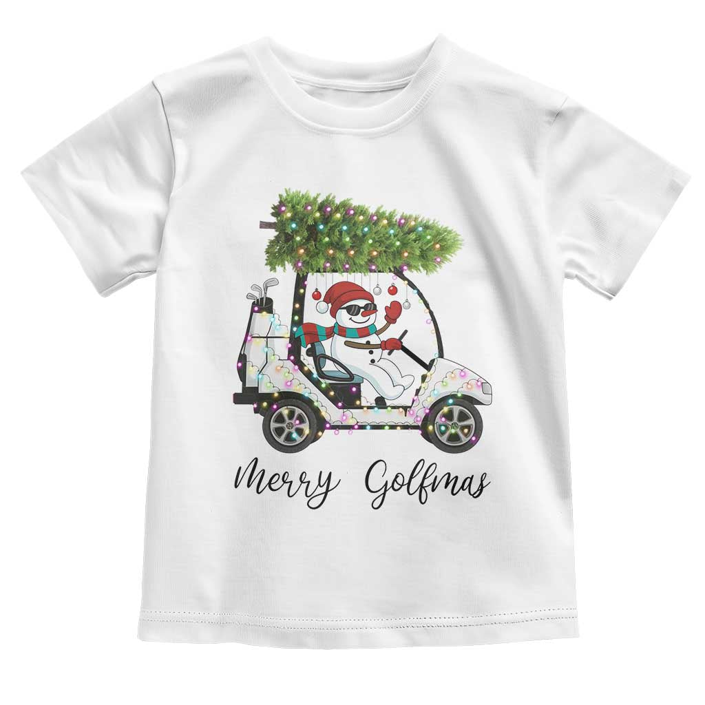 Funny Christmas Golf Toddler T Shirt Snowman Driving Golf Cart Merry Golfmas - Wonder Print Shop