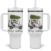 Funny Christmas Golf Tumbler With Handle Snowman Driving Golf Cart Merry Golfmas - Wonder Print Shop