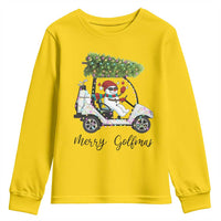 Funny Christmas Golf Youth Sweatshirt Snowman Driving Golf Cart Merry Golfmas - Wonder Print Shop