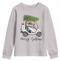 Funny Christmas Golf Youth Sweatshirt Snowman Driving Golf Cart Merry Golfmas - Wonder Print Shop