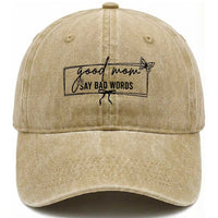 Funny Mom Gift Washed Cotton Baseball Cap Good Mom Say Bad Words