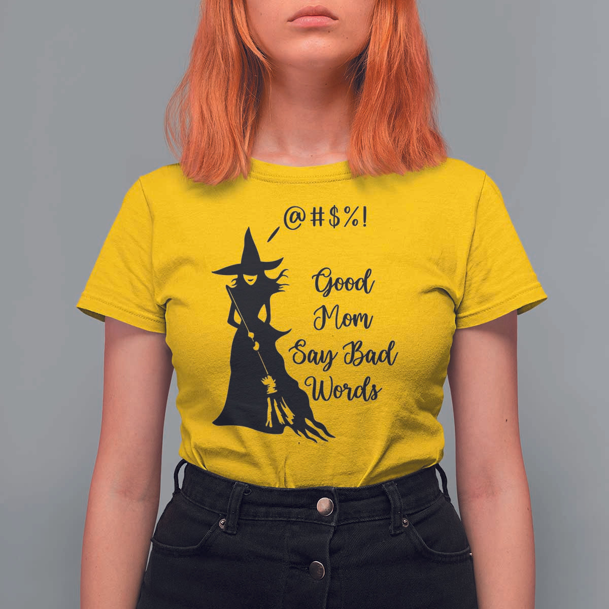 Good Mom Say Bad Words T Shirt For Women Funny Witch Mom Halloween Gift - Wonder Print Shop