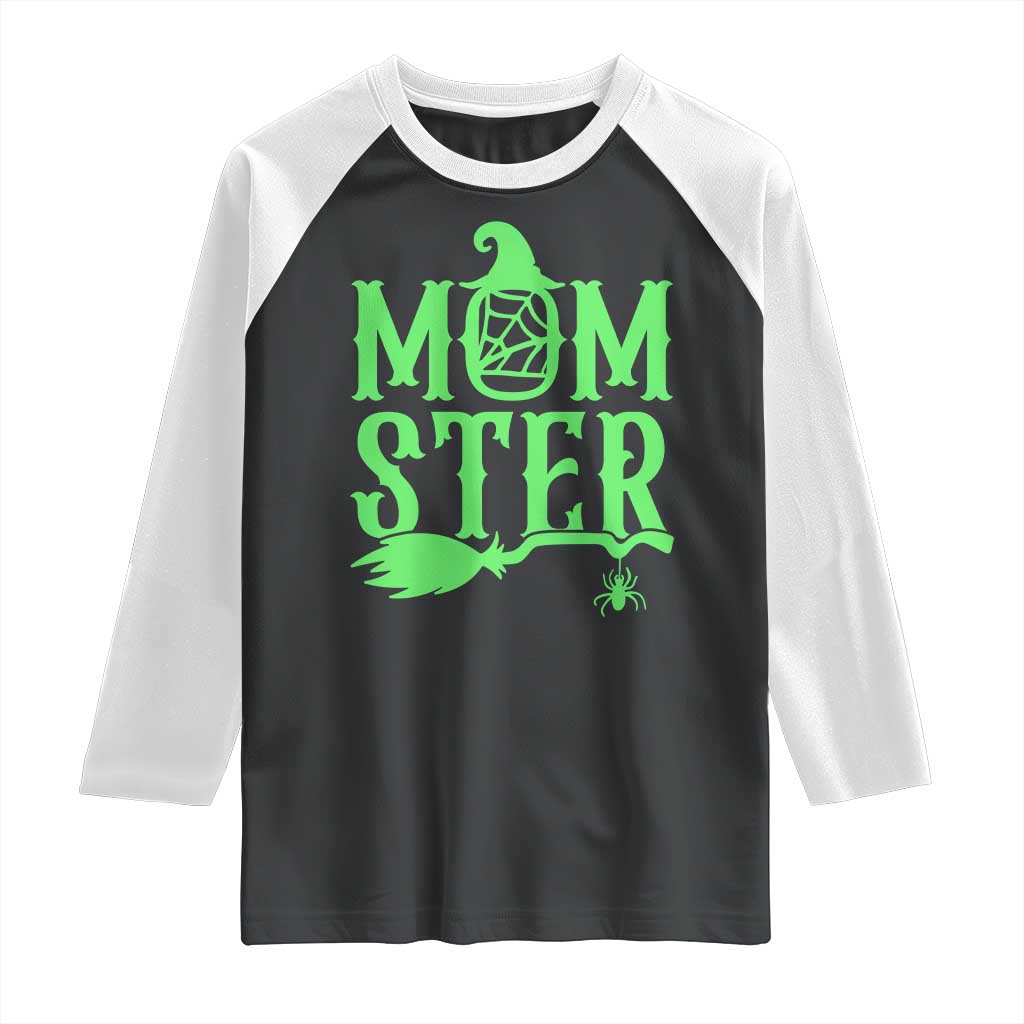 Funny Halloween Raglan Shirt Momster Gift For Mom - Wonder Print Shop